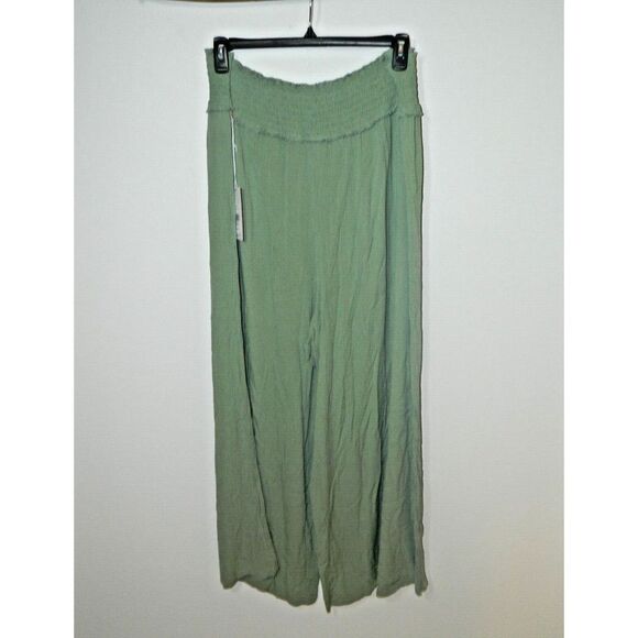 Fashion to Figure Pants Size‎  3  Green Gauze Lightweight Elastic Waist Wide Leg - Picture 8 of 14